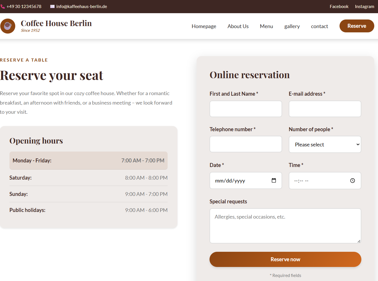 Coffee Shop Template